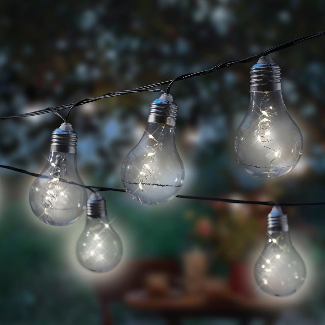 Lumineo 50 Micro LED Solar Lichterkette Glühlampe Partylichterkette Garten 10 Glühbirnen (Klar)