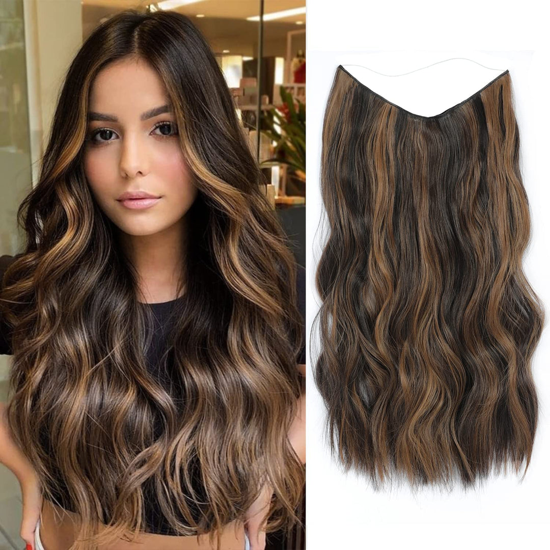 Ms Taj Invisible Secret Wire Extensions 50cm,Braune Haarverlängerung lange mit Einstellbarer Grösse,