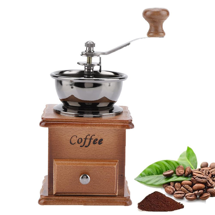 Queen.Y kaffeemühle Manuell, Tragbare Retro-Bohnenmühle mit Holzschublade Manuelle Minimühle für Zuh