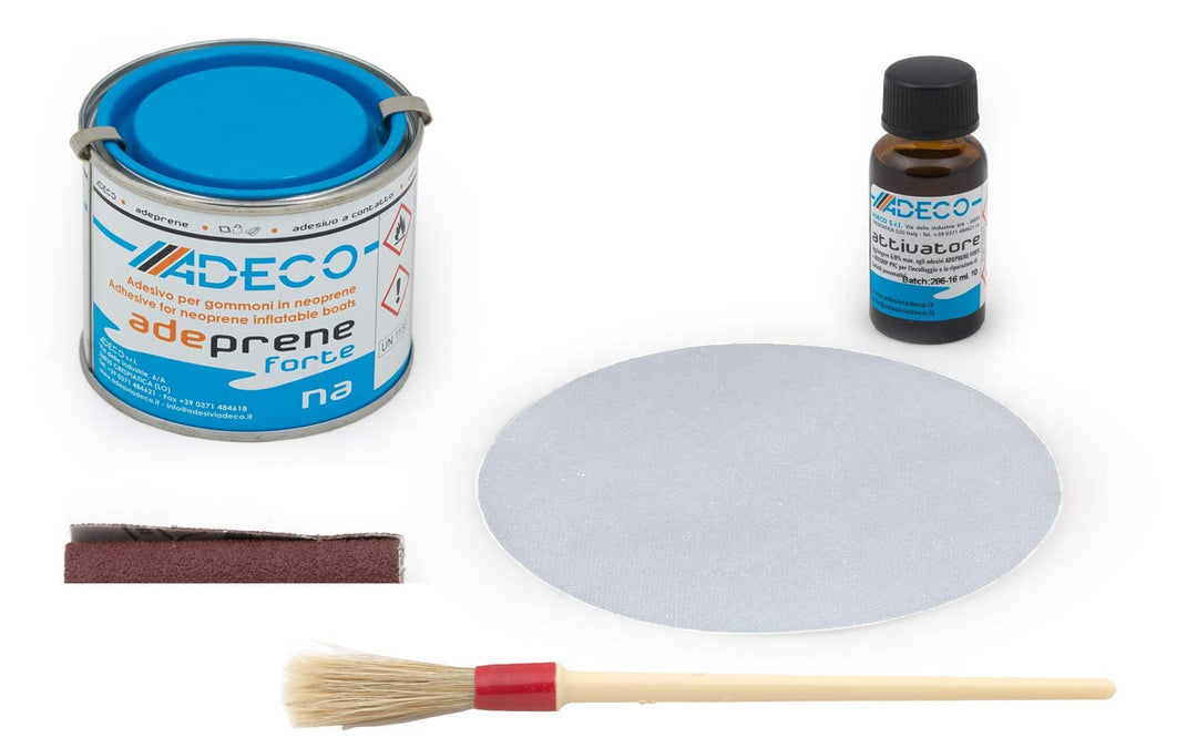 wellenshop Adeco 2K Schlauchboot Reparaturset Flickzeug Adeco für Neopren Hypalon Bootsreparatur Gra