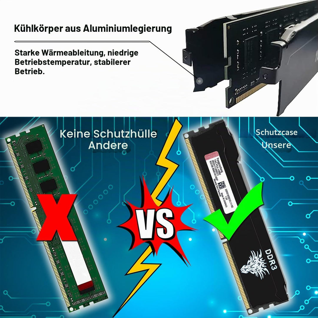 DDR3 16GB Kit (8GBx2) Desktop RAM 1600MHz PC3-12800 UDIMM Non-ECC Unbuffered 1.5V 2Rx8 Dual Rank 240