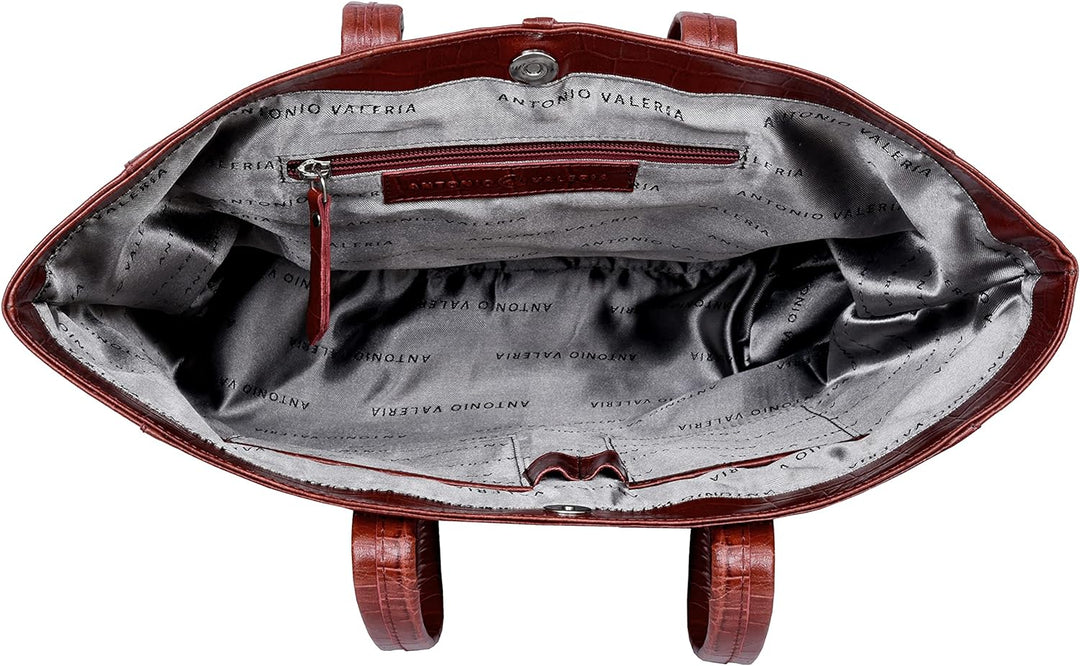 ANTONIO VALERIA ALEXIS Leder Tote Bag Printed Dark Red, Printed Dark Red