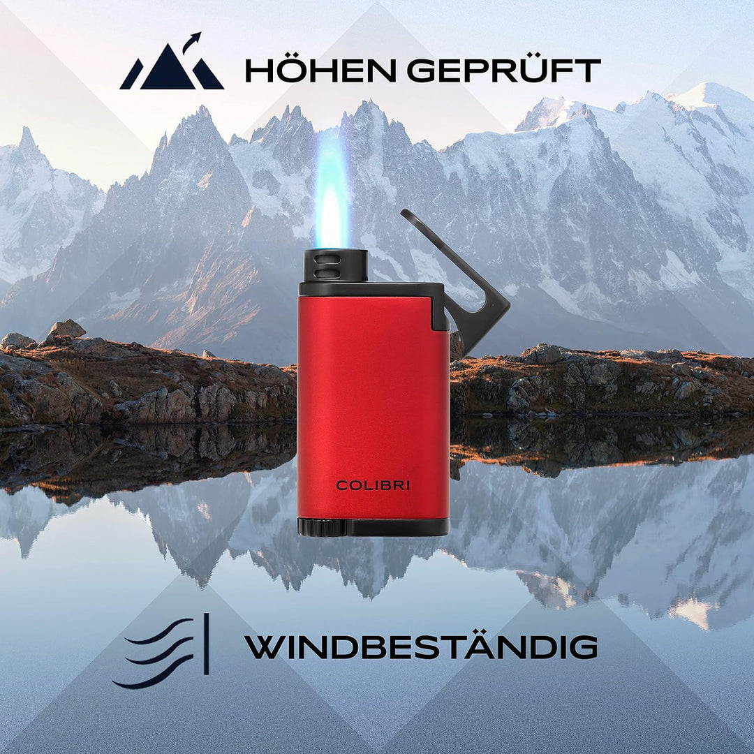 Colibri Belmont Sturmfeuerzeug - Windbeständig - Grosse Einstellrad - Jet Feuerzeug Mit Einzel Jetfl