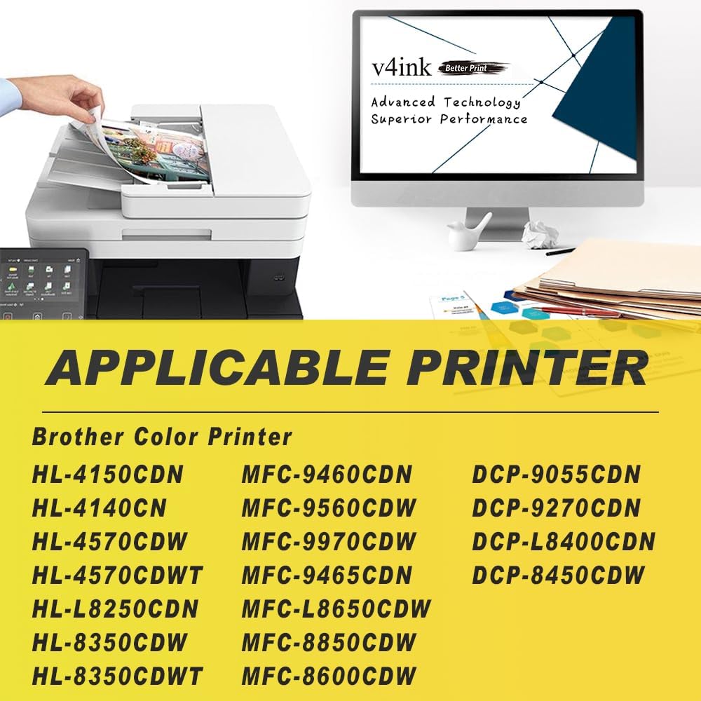 v4ink Toner Compatible with Brother Laserjet Pro HL 4150CDN 4140CN 4570CDW 4570CDWT MFC 9460CDN 9465