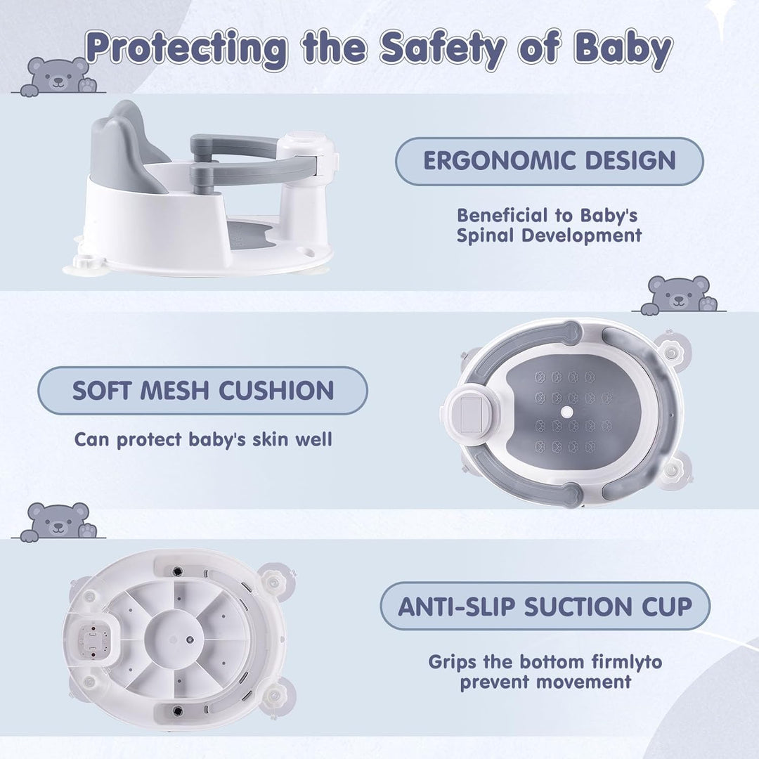 Badewannensitz Baby ab 6 Monate, Badesitz Baby Badewanne Sitz, Rutschfester badesitz baby mit 4 Saug