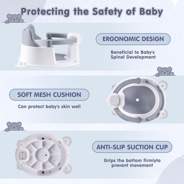 Badewannensitz Baby ab 6 Monate, Badesitz Baby Badewanne Sitz, Rutschfester badesitz baby mit 4 Saug