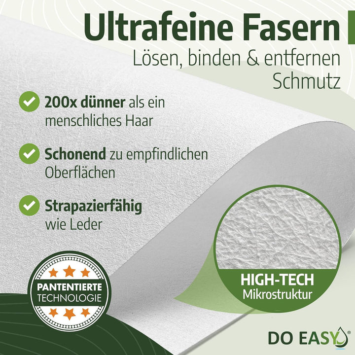 DO EASY Mikrofasertuch, garantiert streifenfrei, ein Tuch für alle Oberflächen, reinigt nur mit Wass