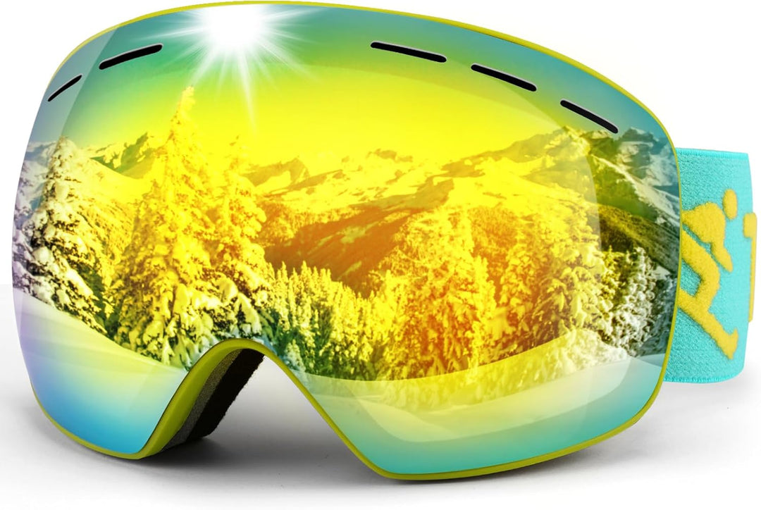 Trusiel Skibrille, Skibrille Damen Herren Anti-Fog Ski brille OTG, Skibrille für Brillenträger, 400