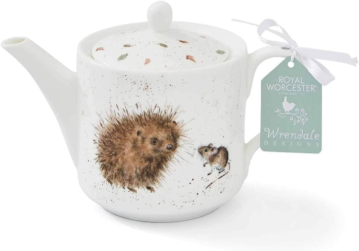 RW WN4090-XT Royal Worcester Wrendale Designs China One Pint Teekanne Igel und Maus, Keramik, Weiss