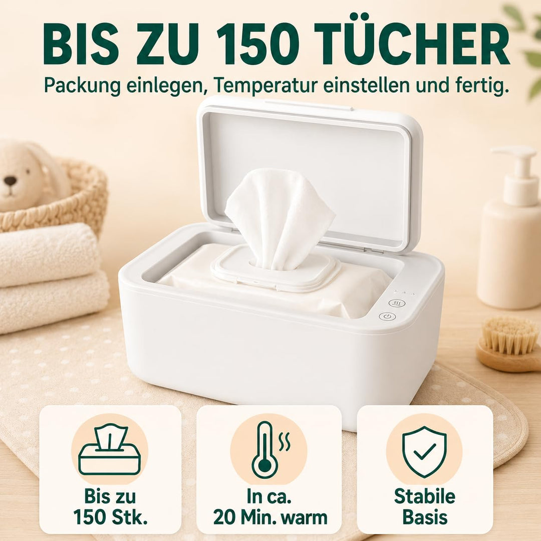 NENO Calor - Feuchttücher Baby Box Wärmer - Beheizte Feuchttücherbox - Feuchte Tücher 3 Heizstufen -