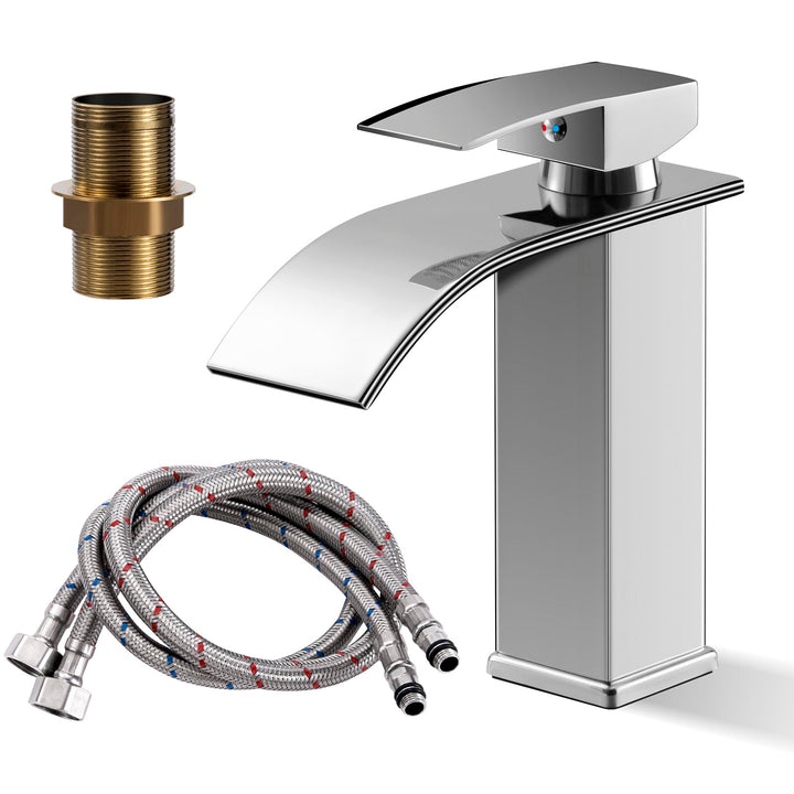 Wasserfall Wasserhahn Bad Waschtischarmatur Einhebelmischer Waschbecken Wassersparend & Spritzwasser