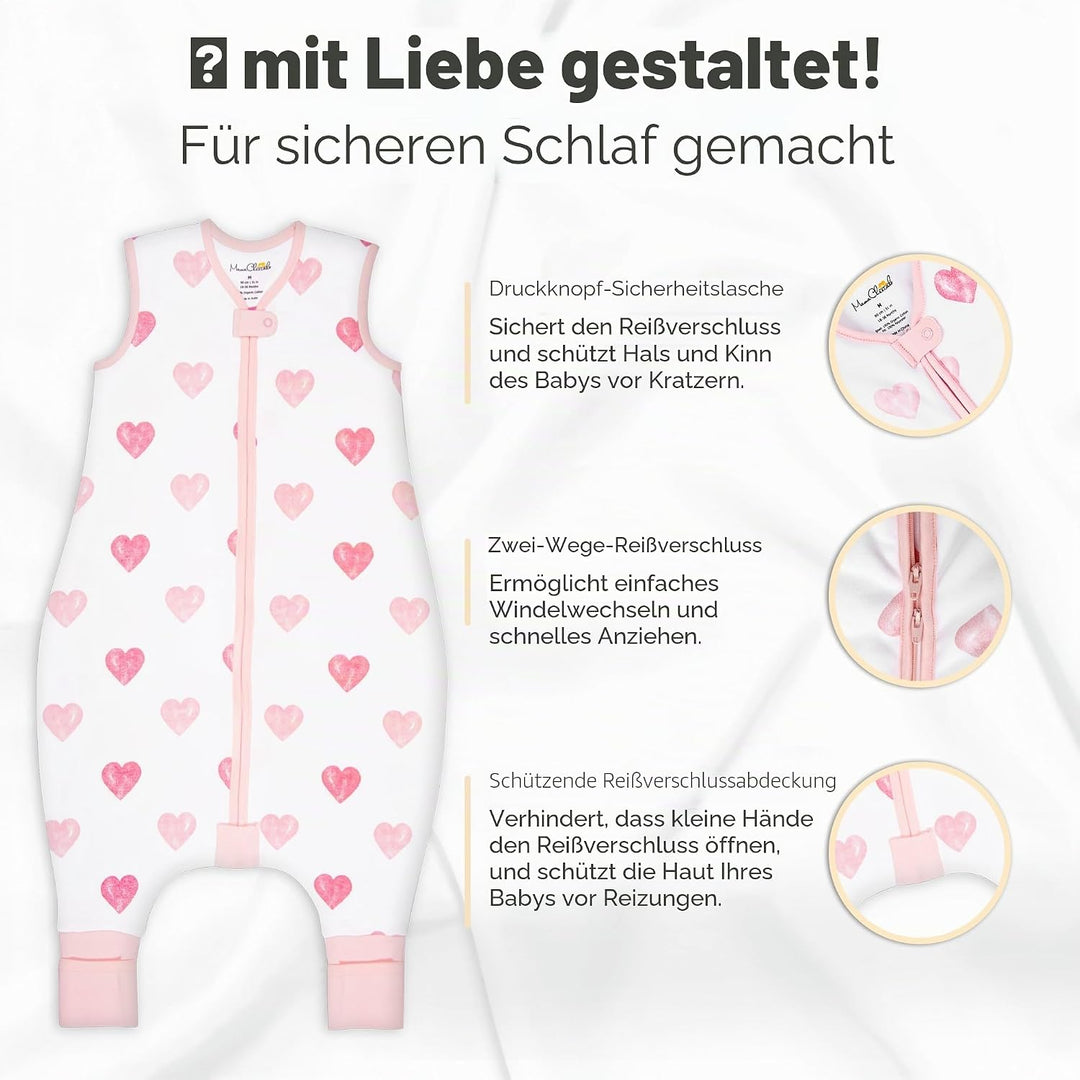 Mama Cheetah Baby Schlafsack, Bio-Baumwolle, Tragbare Babydecke, Schlafsack mit 2-Wege-Reissverschlu