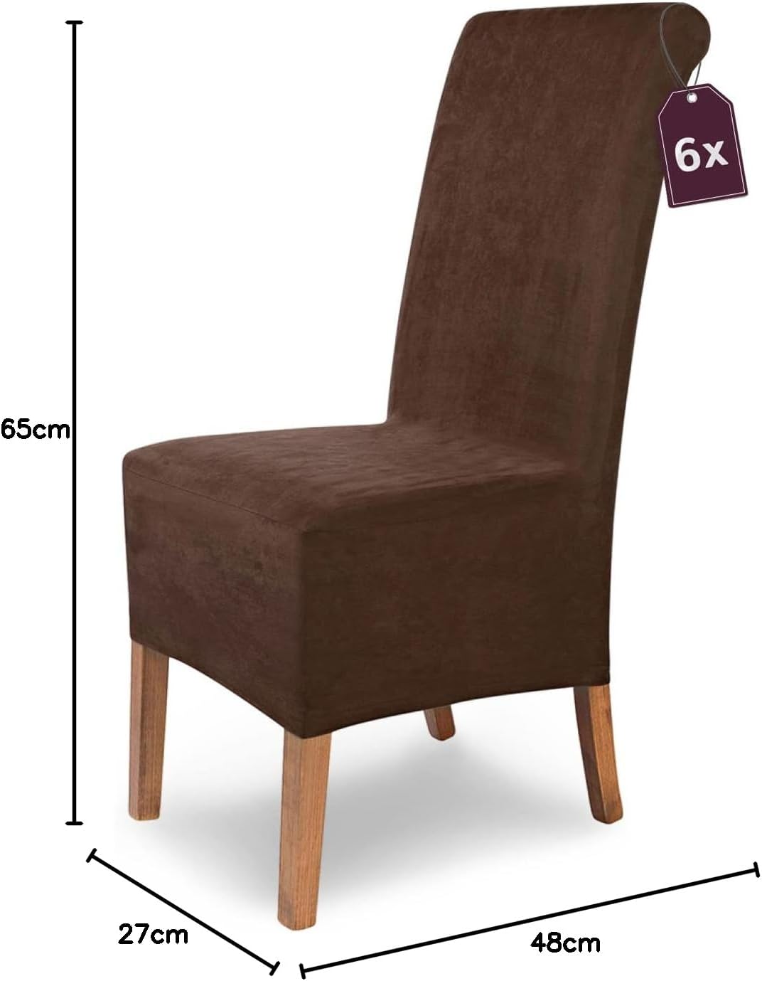 SCHEFFLER-Home Stuhlhussen 6er Set Leon Braun/elastische Wildleder Hussen für Stühle/Robustes Freisc
