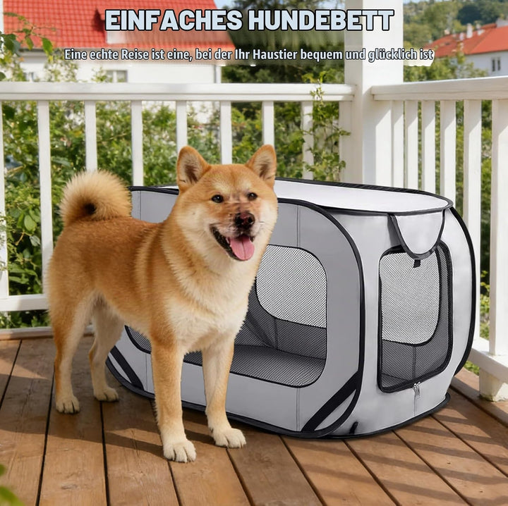 Hundebox Faltbar Hundetransportbox, 94 * 53 * 53 cm, Faltbar Katzen Transportboxen, stabile Transpor
