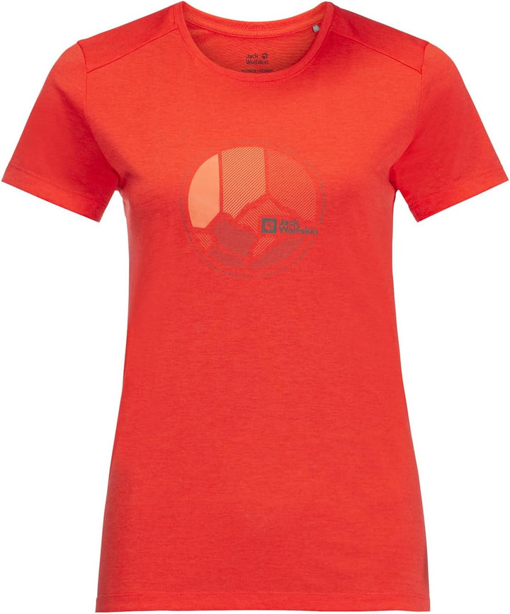 Jack Wolfskin Damen Crosstrail Graphic T W T-Shirt Shortsleeve, Tango Orange