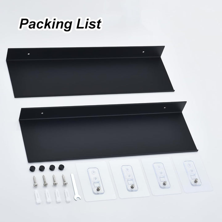 HNVNER Schwarz Duschablage Ohne Bohren, Metall Kleines Wandregal 2er Set, 30cm Badezimmer Regal Dusc