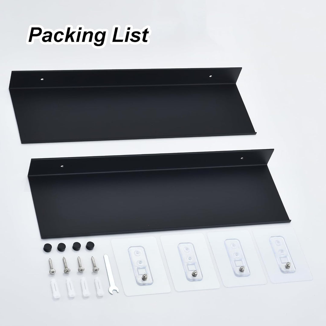 HNVNER Duschablage Ohne Bohren 2 Stück, Metall Wandregal Schwarz 40CM, Shampoo Halterung für Dusche,