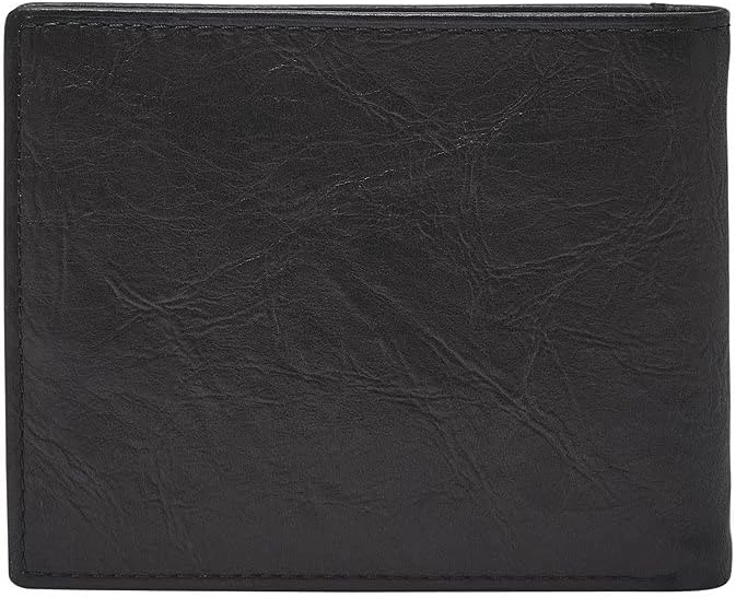 Fossil Herren Neel Leder Bifold Geldbörse 11,43 cm L x 1,905 cm B x 8,89 cm H Schwarz, Schwarz