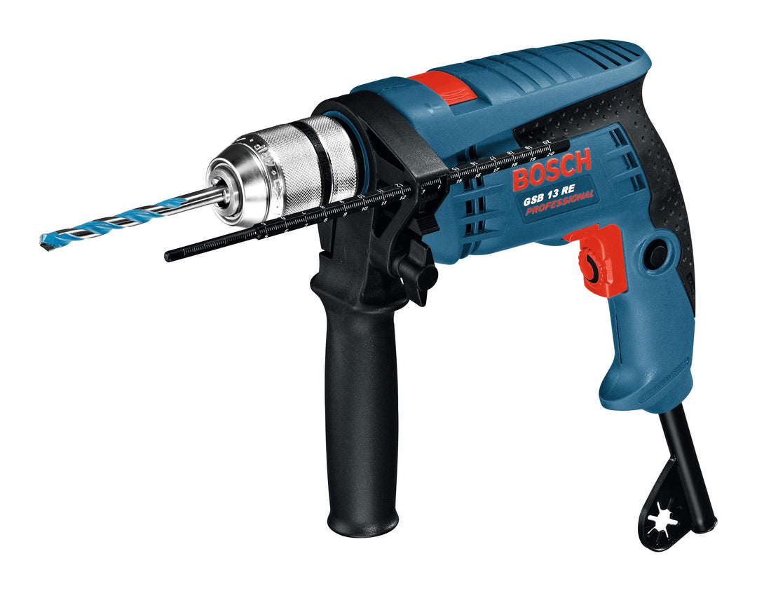 Bosch Professional Schlagbohrmaschine GSB 13 RE (600 Watt, inkl. Tiefenanschlag 210 mm, Schnellspann