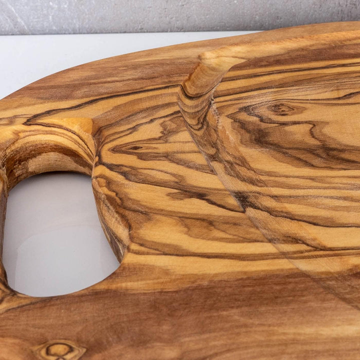 Schneidbrett ca. 36x20cm Olivenholz Steakbrett Braun Natur Saftrille Holzbrett Holzdeko Brettchen Sc