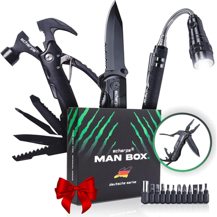 SCHARPE Geschenke für Männer | Persönliche Geschenkbox mit Hochwertigen Gadgets und Multifunktionswe