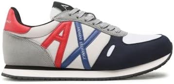 Armani Exchange Herren Retro Trainer Sneaker 42 EU Marineblau Grau Hell, 42 EU Marineblau Grau Hell