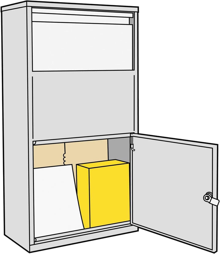 Metzler Briefkasten und Paketbox rostfrei & massiv, Paketbriefkasten XXL, Standbriefkasten modern, P