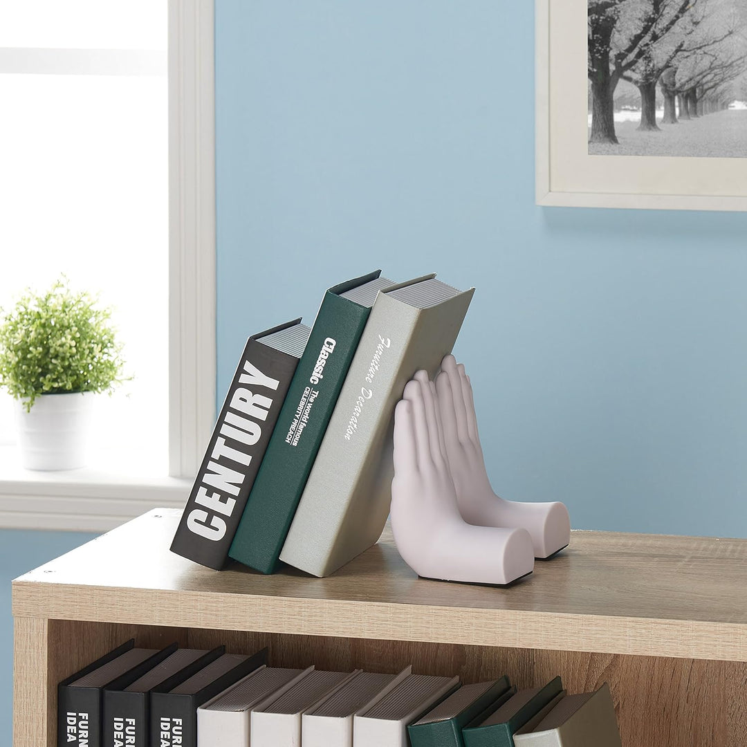 Danya B White "Hands" Bookend Set of 2 Weiss/Opulenter Garten, Weiss/Opulenter Garten