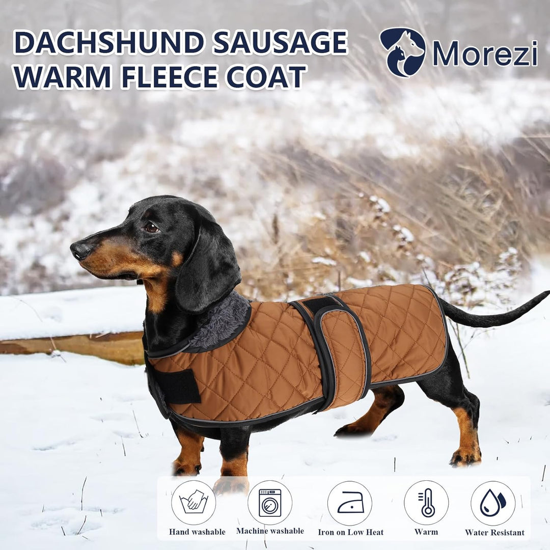 MOREZI Hundemantel Winter für Dackel - Wasserdichter Hunde Pullover mit Wolle Futter & Verstellbaren