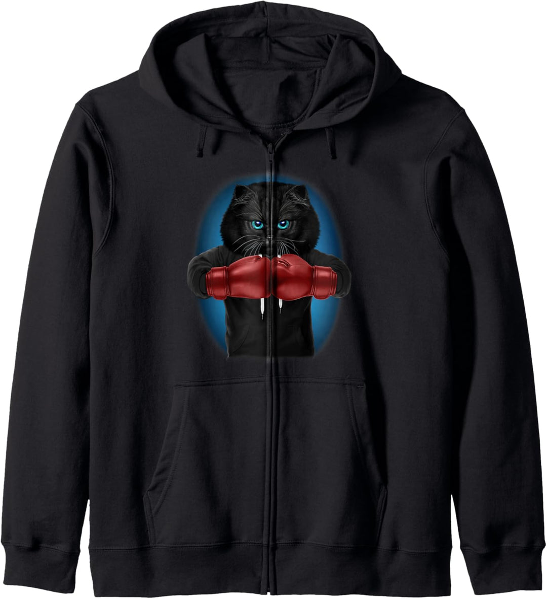 Boxchampion schwarzer Katzenboxer Kapuzenjacke