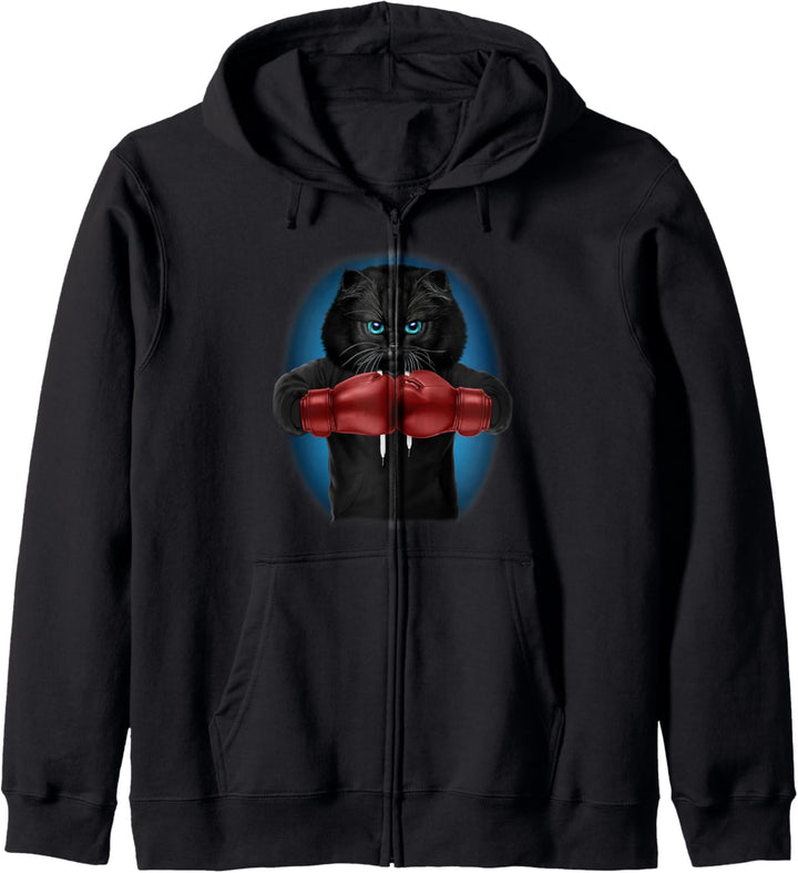 Boxchampion schwarzer Katzenboxer Kapuzenjacke