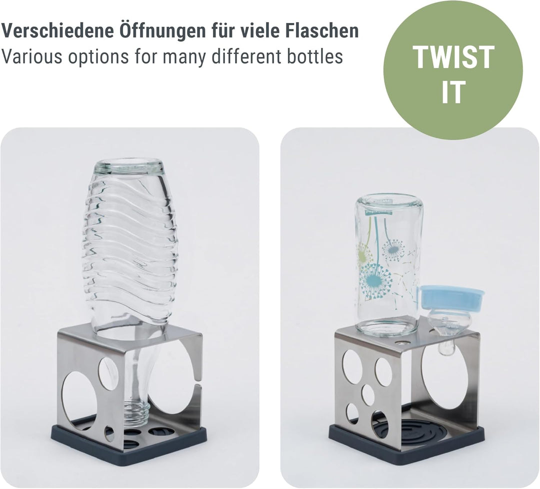 Sanni Shoo All-in-One Flaschenhalter - platzsparendes Abtropfgestell für die meisten Flaschen mit Ab