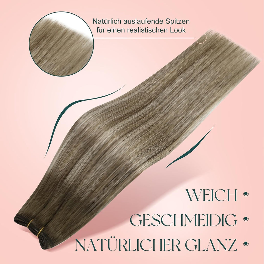 Easyouth Tressen Echthaar Bundles Haartressen Echthaar 30 cm Weisse Blondine 70g Remy Human Hair Tre