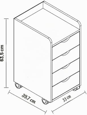 VCM Rollcontainer | Beistellcontainer mit 4 Schubladen | Masse ca. H. 65 x B. 33 x T. 40 cm | 4 leic