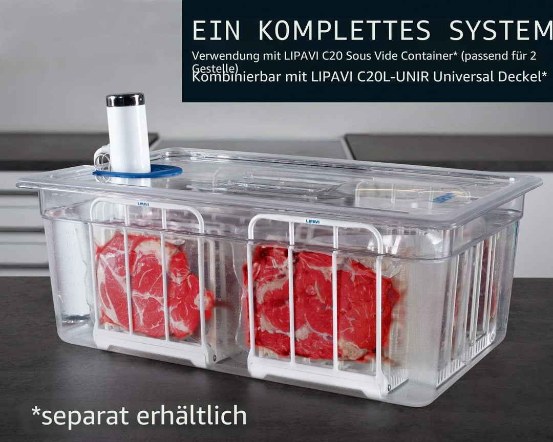LIPAVI N20X Sous Vide Gestell mit Polycarbonate undt 316L Rostfreier Edelstahl Verstellbar, klappbar