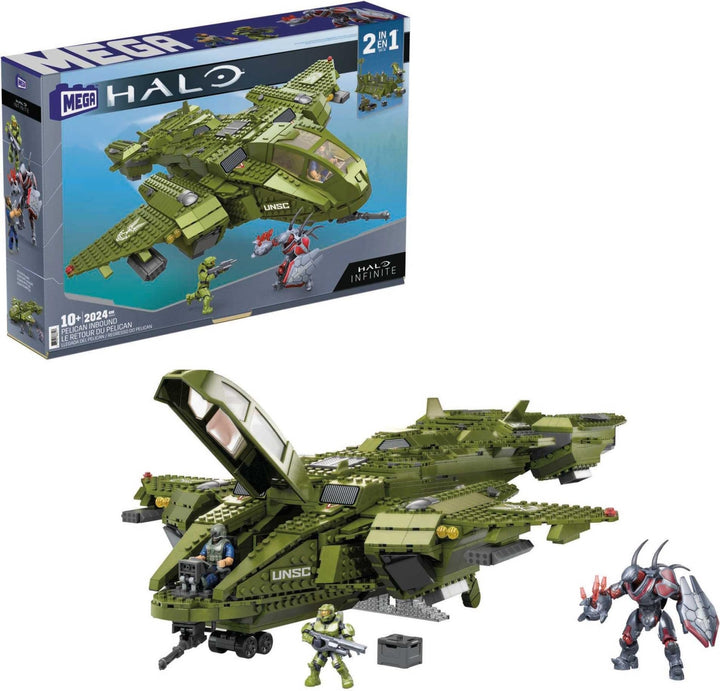 MEGA Construx GNB28 - Halo Infinite UNSC Pelican-Flugschiff, mit 2024 Bausteinen, Spielzeug ab 10 Ja