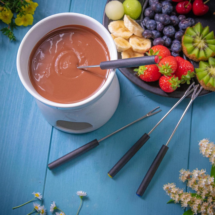 Cilio Schokolade -Fondue-Set 6-teilig, Ø 12 cm, Porzellan, Weiss Fondue-Set 6