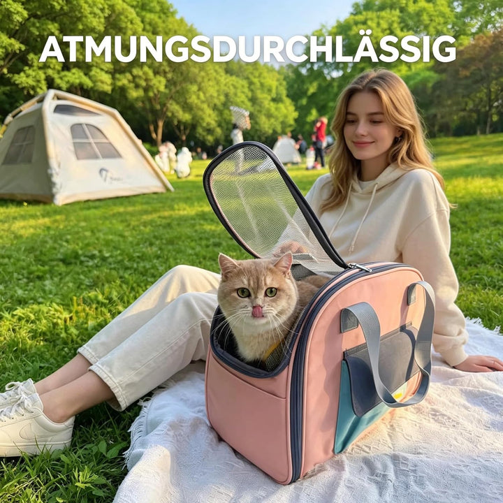 Erweiterbar Katzentransporttasche, Katzen Rucksack mit Netzfenster, Transportbox Katze mit Taschen,