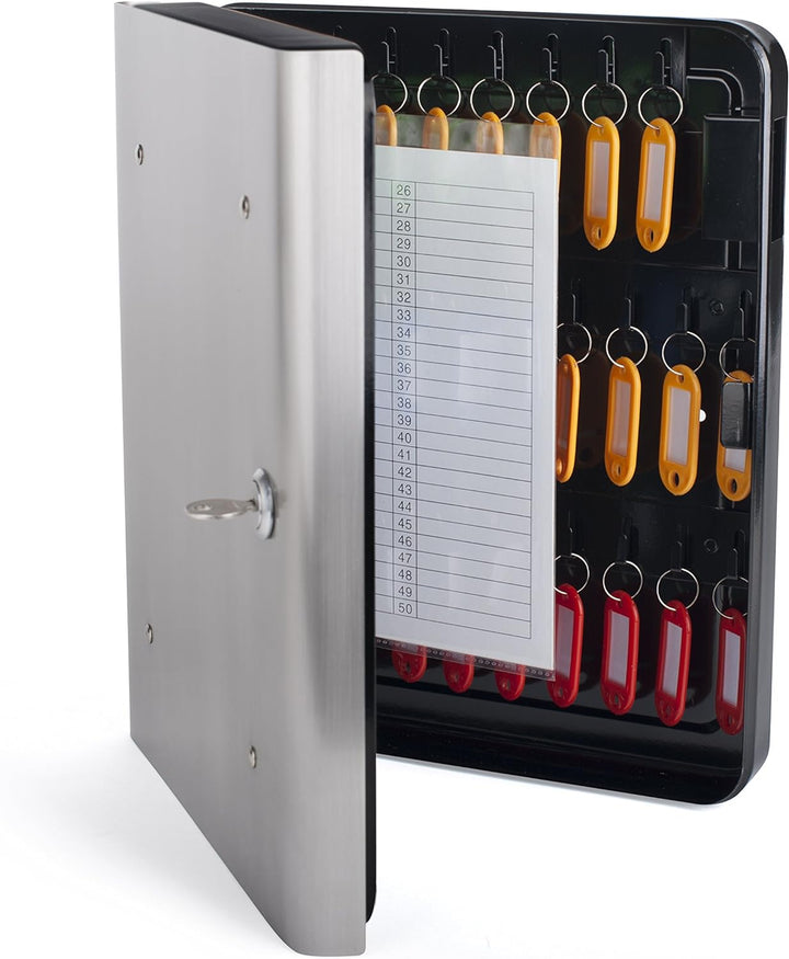 Pavo Premium Design Edelstahlfronttür, 54 Haken mit seitlichem Schlüsseleinwurf, Metall/Schwarz Schl