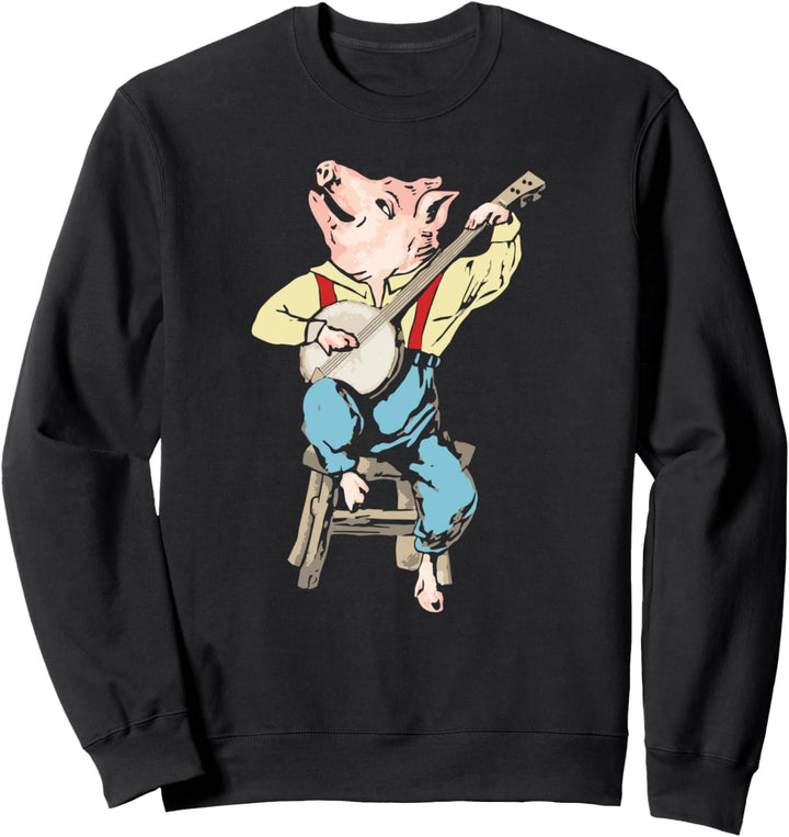 Banjo Pickin' Pig! Funny Vintage Bluegrass Festival Graphic Sweatshirt