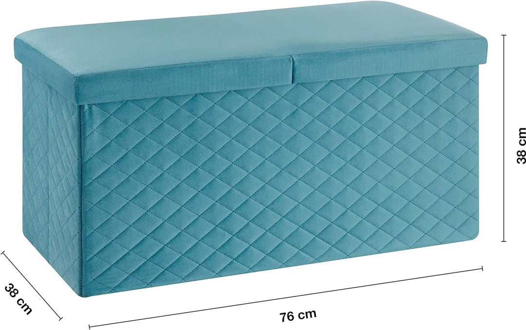Baroni Home Faltbare Aufbewahrungsbox, Aufbewahrungsbox, Sitzsack, Samt, Petrolblau, 76 x 38 x 38 cm