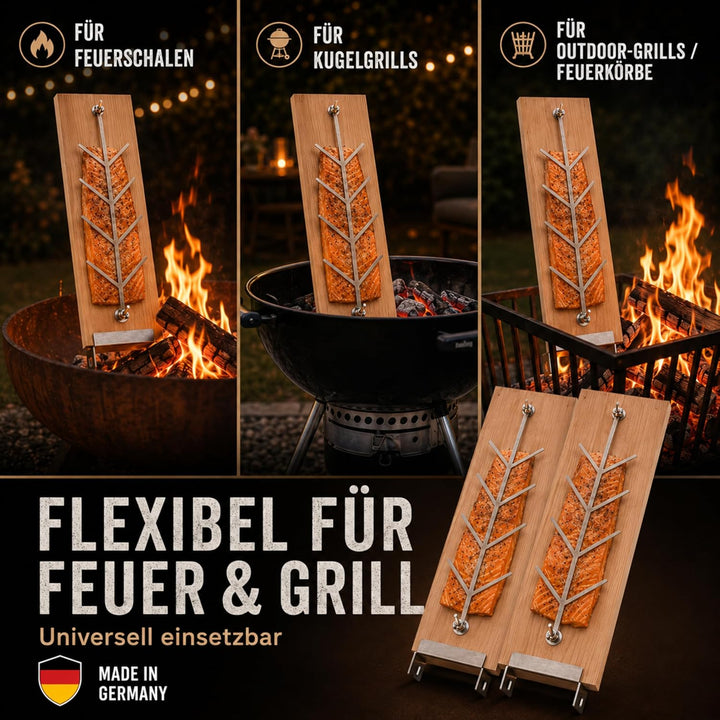 Flammlachsbrett, Räucherbrett, Flammlachs Brett aus dt. Buche. Geeignet für Feuerschalen,Outdoor Gri