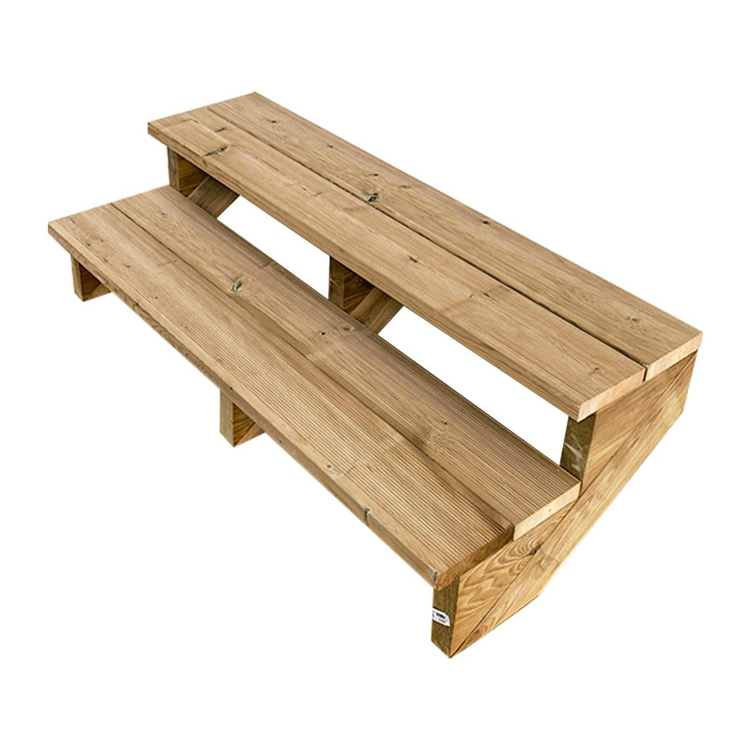 Berlin - Terrassentreppe Holz - H37cm 2 Stufen, Breite 120cm, OHNE Setzstufen- Vinuovo - Set für Ihr