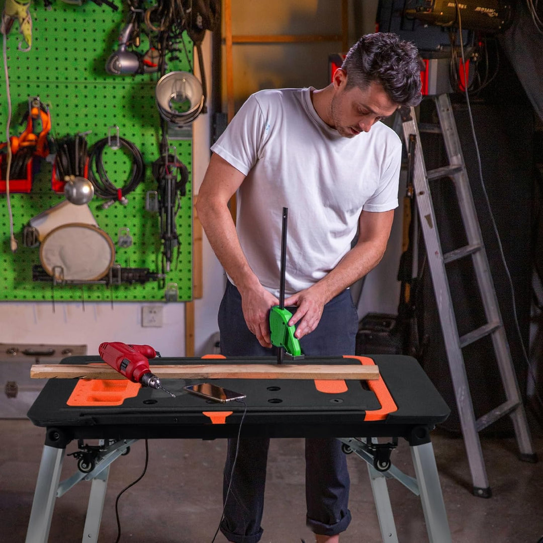 Vertak Faltbar 7-in-1 Klappbare Werkbank mit Integrierter Steckdosenleiste Haushalt & DIY-Arbeitspla