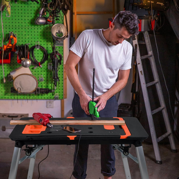 Vertak Faltbar 7-in-1 Klappbare Werkbank mit Integrierter Steckdosenleiste Haushalt & DIY-Arbeitspla