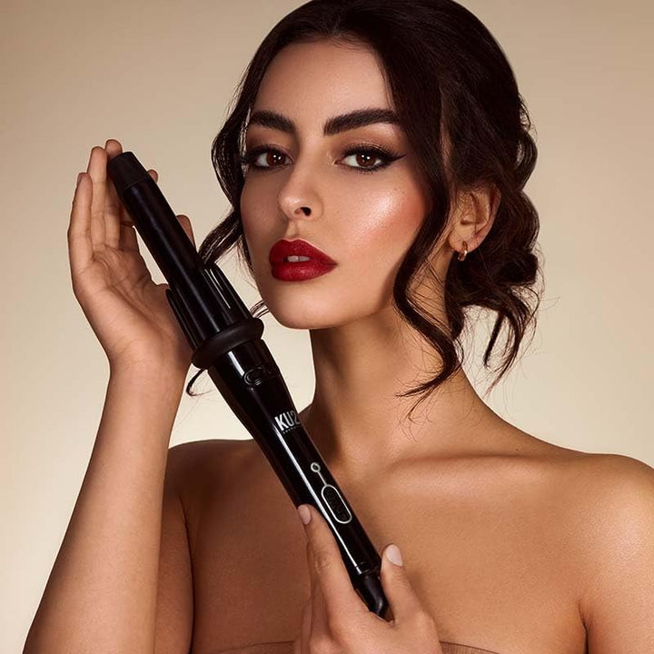 KU2 Cosmetics Lockenstab Automatisch – Curling Iron mit 5 Greif­fingern für grosse Locken, Keramikbe
