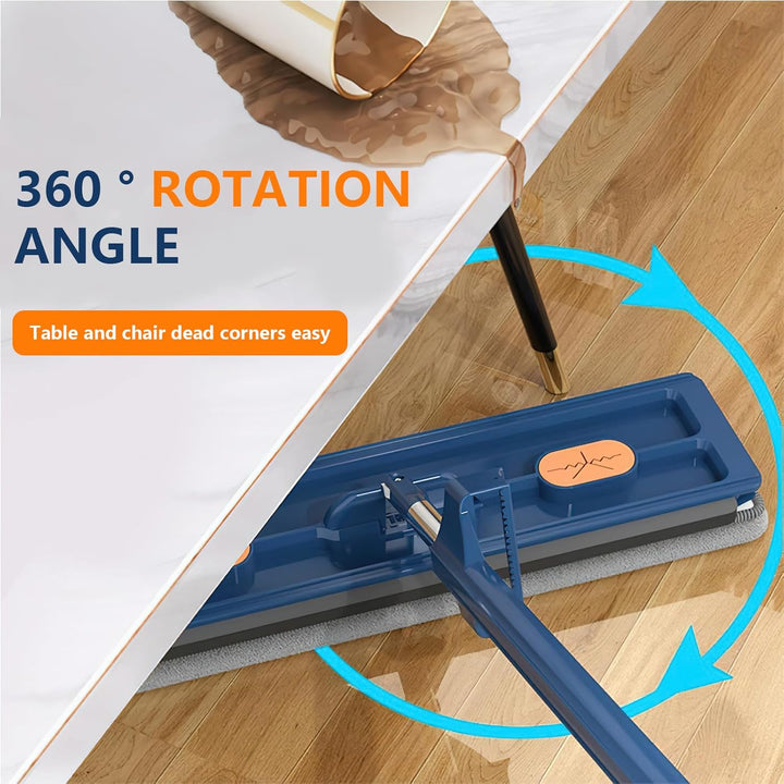 Grosser Flachmopp mit Auswringfunktion, dellyy Flachmopp, 360° Drehgelenk Bodenwischer Wischmopp Set