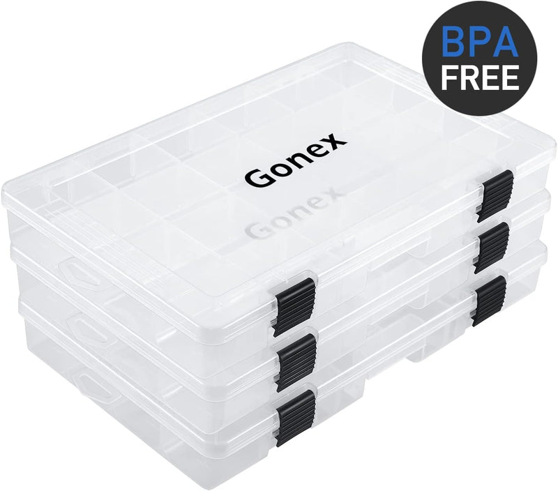 Gonex Köderboxen Angeln, Tackle Boxes 3/4 Stück, Transparente Kunststoff Angelbox mit Verstellbaren