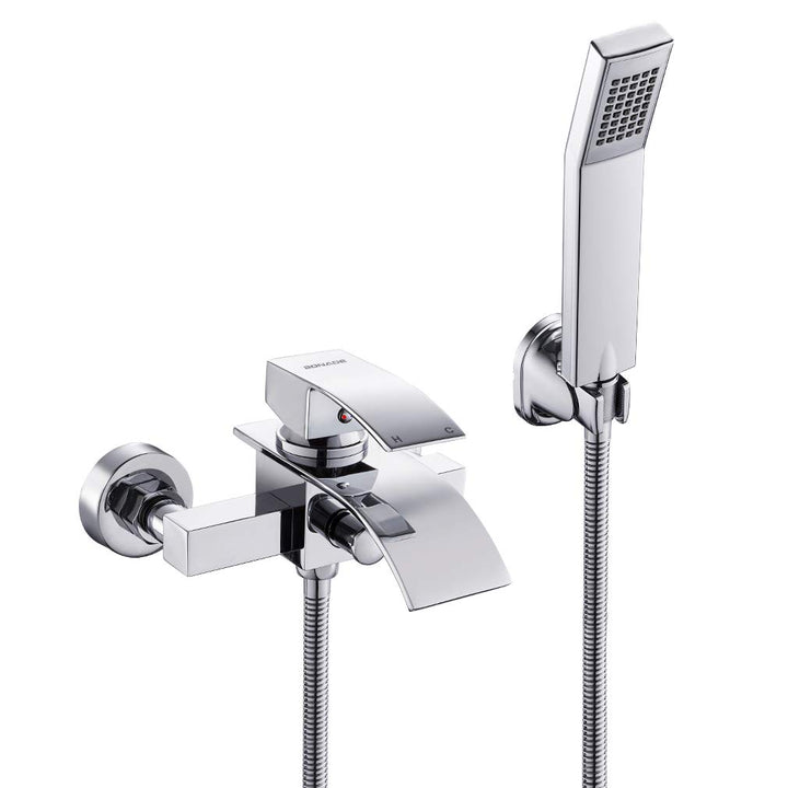 BONADE Badewannenarmatur mit Handbrause, Wannenarmatur mit Brause mit Wasserfall Auslauf, Mischbatte