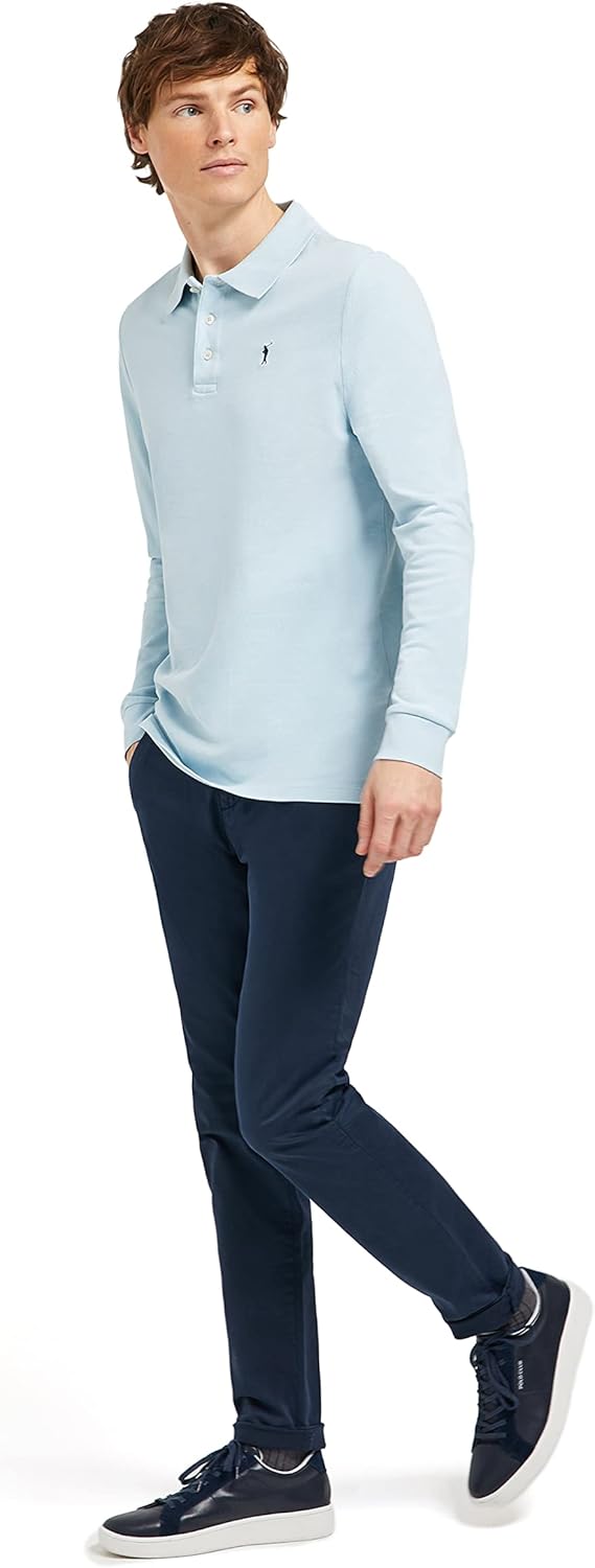 Polo Club Herren Poloshirt Kurzarm Regular Fit Baumwolle Männer Polohemd Longsleeve S Sky Blau, S Sk